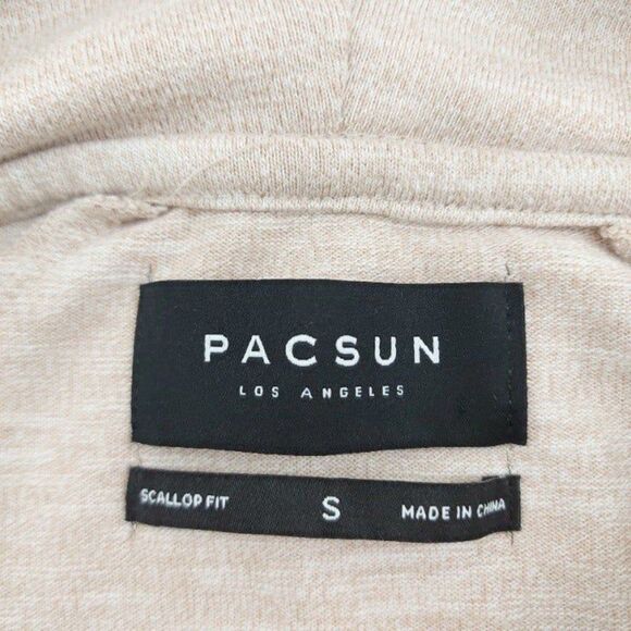 Pacsun Hoodie Womens Small Beige Pullover Scallop Fit Knit Curved Hem Outdoor - Picture 8 of 9